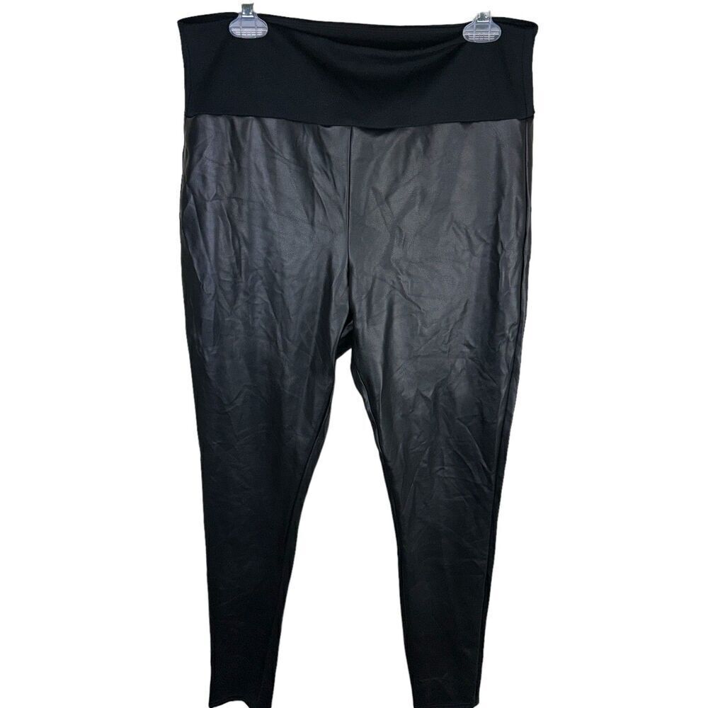 ASSETS‎ by SPANX Women's All Over Faux Leather Leggings Black Plus Size 1X